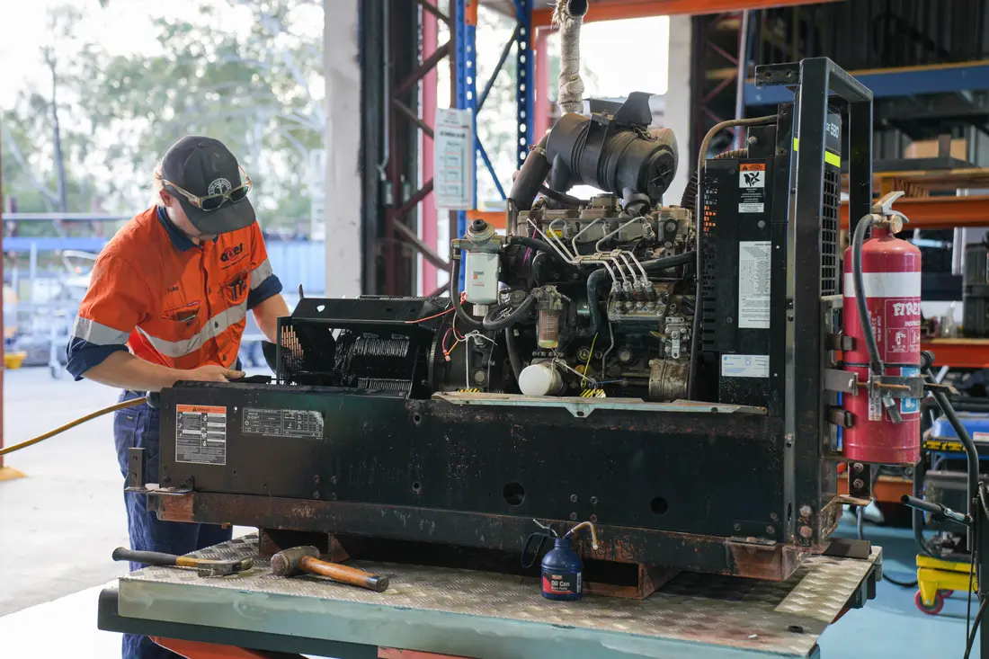 Generator overhaul on the workshop floor
