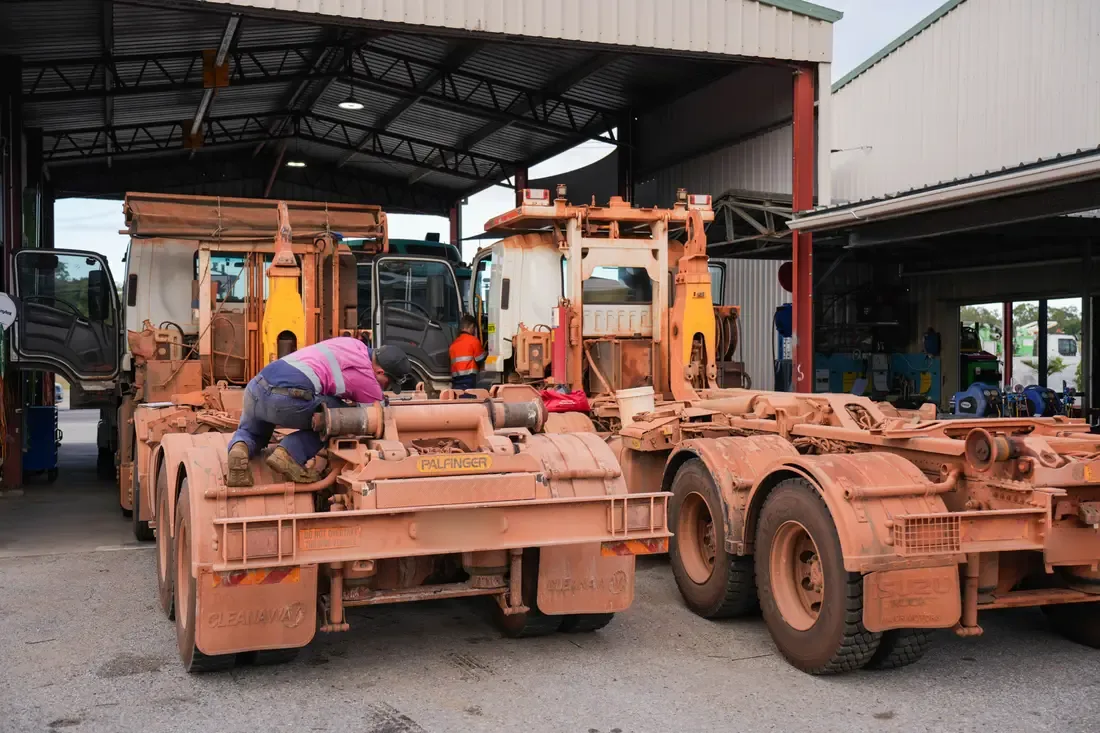 Mine fleet trucks in for compliance work