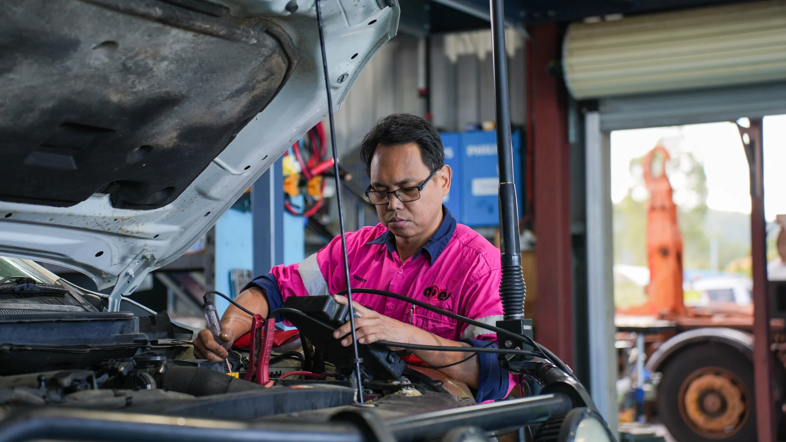 ACES technician at work in the Callemondah workshop, Gladstone